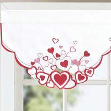 1PC Mother's Day Embroidered Heart Kitchen Curtain Valance - Hand Craft Hollow-Out Design, Rod Pocket Window Treatment For Living Room, Bedroom, Bathroom Decor, 150x37cm, Mother's Day Ideal Gift Gifts Birthday Graduation
