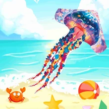 Kite a forma di gigantesca medusa magica dalla moda 2025! Sagoma 3D! Kite creativo a forma di medusa gigante degli oceani, Kite a medusa colorata, regalo creativo per il Nuovo Anno