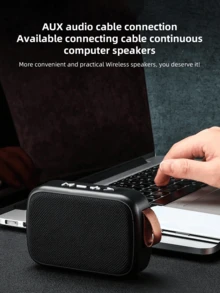 Altavoz inalámbrico de tela, altavoz portátil mini subwoofer creativo para uso al aire libre, con entrada USB, regalo - Negro - Ver 3