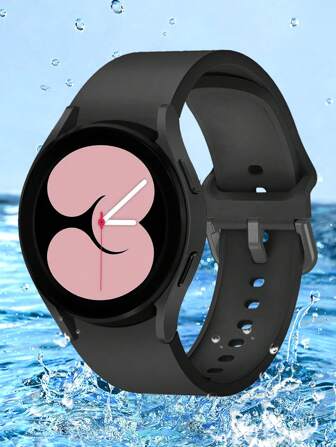 1 Pack Simple Solid Color Watchband, Soft Silicone Watch Strap, Waterproof Black Band, Compatible With Galaxy Watch 4/5, Galaxy Watch 3, Galaxy Watch, 20mm Flexible Silicone Sports Watch Band, Unisex (Band Only, No Watch)