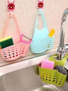 1pc Adjustable Clip-On Sink Sponge Holder, Kitchen Hanging Drain Basket, Kitchen Utensil Organizer