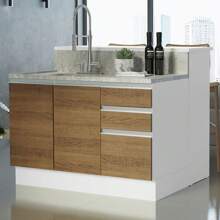 Isla De Cocina Con Encimera Y Mostrador Madesa Glamy Color Blanco Marrón 01 - Blanco y Marrón - Ver 1
