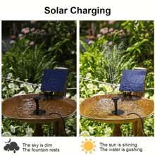 1pc Solar Powered Fountain Pump Kit, 1.5W 150L/40gal/H, 2.5W 220L/58gal/H Outdoor Water Fountain Pump, Separate Pump And Solar Panel For Easier Installation And Use, 11*11cm/15.5*15.5cm Solar Panel, 3 Connectors 8 Nozzles, Max Lift 70cm, Suitable For Bird Bath, Pond, Garden, Fish Tank - Solar Powered, No Battery Required, Plastic Material