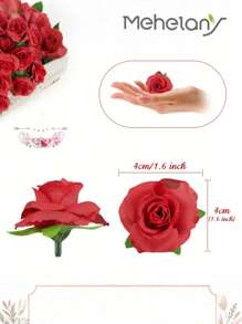 MEHELANY 50/25/9pcs/Pack Burgundy Artificial Rose Heads, Realistic Touch, 1.57 Inch Small Fake Silk Rose Decor Crafts, Suitable For Wedding Centerpieces, Bridal Shower Gifts, Home Decor, DIY Wedding Wreaths, Weddings, Birthday Cake Decorations, DIY Flower Walls, Photo Album & Frame Decorations