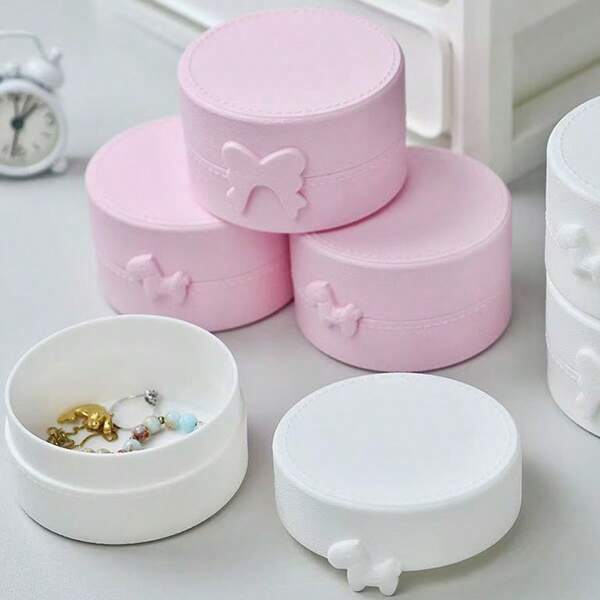 1 pieza Caja de almacenamiento de joyería/cosméticos con diseño de mariposa y poni, contenedor redondo portátil a prueba de polvo, apto para viajes al aire libre, oficina, escuela, uso diario, excelente regalo para el Día de San Valentín, Día de la Madre o regreso a clases