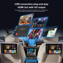 Fuallwin BY961M 黑色智能盒子，带 Carplay、双蓝牙兼容空中鼠标和蓝牙通话、内置音频/视频播放器、USB A 端口、双 5G WiFi - 灰色 - 查看 4