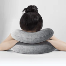 1 pieza Almohada inflable portátil ergonómica para siesta, adecuada para descansar en la oficina, al aire libre