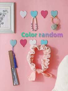 2/3/5 Pcs Pink Heart Shaped Adhesive Hooks, Stainless Steel Hanging Hooks For Girl's Room Decor, Dorm Bathroom Wall
