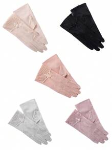 1 par de guantes de encaje para mujeres, guantes de encaje ligeros para protección solar, para primavera y verano, guantes táctiles para exteriores