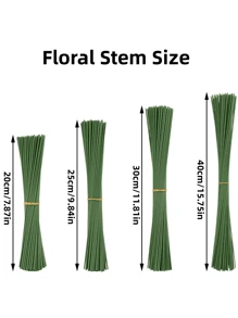 50pcs/100pcs Floral Stem,Green Flower Stem Sticks DIY Floral Material Handmade Wire Stem Accessories,Waterproof Iron Wire For Easter Decorations And Handmade Projects,Mother's Day Decoration,For Wedding Bouquet DIY Crafts And Flower Arrangement Decoration Accessories Gifts Birthday Graduation