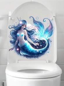 1pc Decorative Toilet Seat Sticker Cartoon Mermaid Pattern Self-Adhesive Sticker PVC Waterproof For Bathroom Decoration Toilet Seat Sticker Wall Decal Vinyl Decal For Home Decorations Spring Decoration Items Refresh Your Home Rama Decoration Stickers Wall Decor Bedroom Decor Room Decoration Stuff Living Room Decor House Decor Home Decor Living Room Wall Art Wall Paper Personalised Stickers - Multicolor - View 8