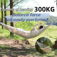 Camping Master Pro 1-2 人 6.6 英尺加长防倾倒、三重承重摇摆吊床 | 纯色简约白色抗撕裂厚帆布 | 便携式折叠户外吊床、吊床椅，适用于露营、后院、宿舍 - 彩色 - 查看 2