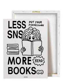 1pc Hand Drawing Encourages Reading Ink Painting Quotes-Printing Canvas -Posters-Wall Arts- Frameless Canvas Paintings - Bedroom, Home Office, Kitchen, Bathroom - Indoor/Outdoor Hanging Pictures Ideal Gift For Wall Decoration, Room Decoration Paintings