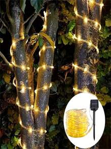 1pc Solar Rope Lights Outdoor - 50/100 LED Solar Powered Garden Lights With 8 Lighting Modes For Yard, Porch, Tree, Patio, Holiday Decorations - Transparent - View 4
