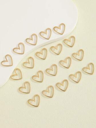 20pcs Metal Heart-Shape Earring Charms
