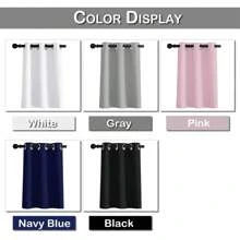 Kitchen Blackout Window Curtains Thermal Insulated Short Curtain For Bedroom Living Room Home Decor Grommet Top Small Drapes - Black - View 5