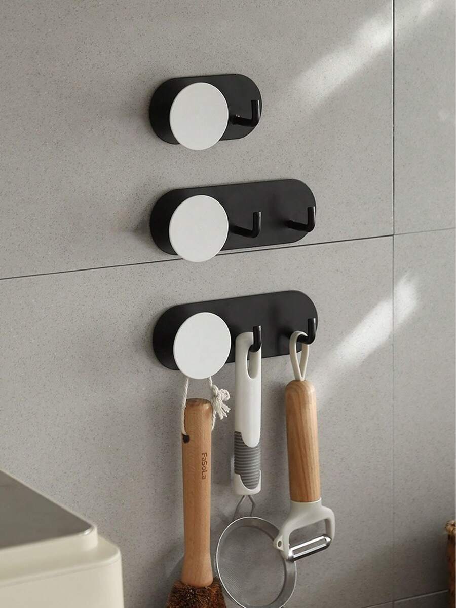 1 个铁质金属粘合挂钩，易于安装，无需钻孔，适用于浴室、卫生间、厨房、卧室，多用途挂钩，用于悬挂衣服、毛巾、浴袍、浴室配件 - 彩色 - 查看 1