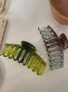 2pcs Women's Jelly Patent Large Claws Hair Clips In Pink, Beige Colors. Fashionable, Versatile, Elegant And High-End Hair Accessories. Suitable For Daily Use, Outdoor Activities, Showering, Face Washing, Hairstyling, Makeup And Clothes Matching. Casual Y2k