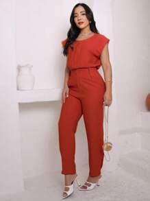 Women's Set Of Pants And Tailored Blouse Casual Fashion - Burnt Orange - View 3