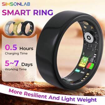 SIMSONLAB 2025升级版男女智能戒指，多功能智能戒指，多种运动模式，IP68防水，超长电池寿命，兼容Android/IOS