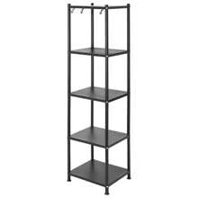 Mensola in piedi, mensola in metallo robusto a 5 ripiani, mensola da cucina sottile, mensola portaoggetti con ruote e piedini antiscivolo per garage, cucina, ufficio, libreria, angolo, nero - nero - Visualizzare 9