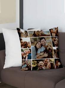 1pc Customized Personalized Photo Printed Pillow Case, Custom Face Pillow,Single Sided Print Pillow Cover For Mother's/Father's/Thanksgiving/Teachers' Day, Create Your Own Picture Pillow Case, Great Gift For Family, Friends And Yourself,Christmas Gift Supplies