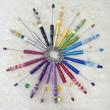 10 Set Of  Water Drill Large Hole Bead Beadable Ballpoint Pens - Vibrant DIY Craft Kit With Acrylic & Rhinestone Accents, Perfect For Office, School Supplies, Party Favors, And Creative Writing - Rhinestone Pen Set - View 1