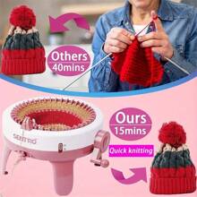 Knitting Machine 48 Needles, Smart Knitting Crochet Machine, Double Knit Loom Machine Kit,Knitting & Crochet Kit For Beginners,Adult/Children's Set DIY Knitting Loom Machine - Pink - View 3