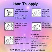 1 pieza Tatuaje temporal impermeable con diseño de relámpago rojo, de larga duración - Negro - Ver 5