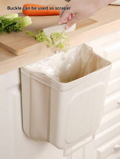 1 pieza Cubo de basura de cocina montado en la pared plegable, cubo de almacenamiento especial para puerta de armario de residuos de cocina de uso doméstico, cesta de papel para baño, decoración del hogar, regalos de Pascua, regalos para el hogar, decoración de la habitación