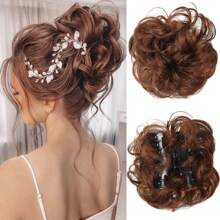 Hair Bun Extensions For Women Claw Clip Messy Bun Hair Piece Wavy Curly Messy Hair Bun Clip In Claw Chignon Hairpieces Synthetic Messy Bun Hair Extensions Scrunchie For Girls