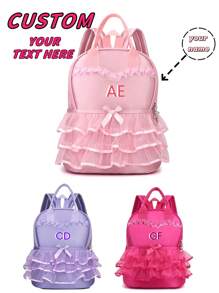 A Custom Bag With A Personalized Name Or Holiday Message. Customize Your Own Backpack Dance Bag, Pink Lace Ballet Little Princess School You Can Customize Name, Letters, Lucky Numbers, Etc., Very Suitable For School, Class, Travel, Daily Adaptation, Birthday Gifts Friends And Daughters, As Souvenir Meaningful Package, Christmas Gift, New Year Etc. - Text 3 - View 2