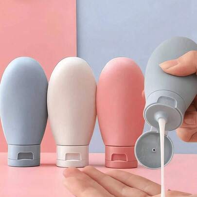 1/4/10 件可再填充硅胶旅行瓶防漏可挤压硅胶旅行装容器，硅胶旅行瓶套装，用于填充化妆品洗发水液体，防漏可再填充容器，实用旅行瓶套装，旅行洗漱用品瓶洗发水旅行容器旅行洗发水容器 PP 乳液瓶，旅行必需品家居浴室装饰秋季装饰返校