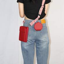 Women's Modern Minimalist Shoulder Crossbody Bag Large Capacity Stylish Versatile PU Leather Wallet Purse Wallet Phone Bag For Women Wallet - Red - View 2