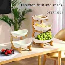 2/3 Ripiani portafrutti, piatto portasalumi, piastre decorative - Set di ciotole di plastica per la frutta per cucina e ristorante - Vassoi porta pietanze a più piani per frutta, spuntino e dessert - Regalo di Natale