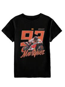 Motorcycle Racing Letter Graphic T-Shirt, Casual & Loose Fit Crew Neck Short Sleeve Tee, Unisex For Everyday Wear, Suitable For All Seasons