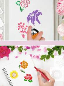 20pcs Floral Stencil Templates, Made Of PET Material, Reusable For Wall, Clothes, DIY, Books, Painting, Back To School Gifts,Back To School,School Supplies