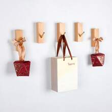 1pc Brass & Wooden Wall Mounted Hook, Country Style Sturdy Bathrobe/Coat Hook, Heavy Duty Hook Rack For Bathroom Towel, Clothes, Hat (Beech Wood Or Black Walnut)