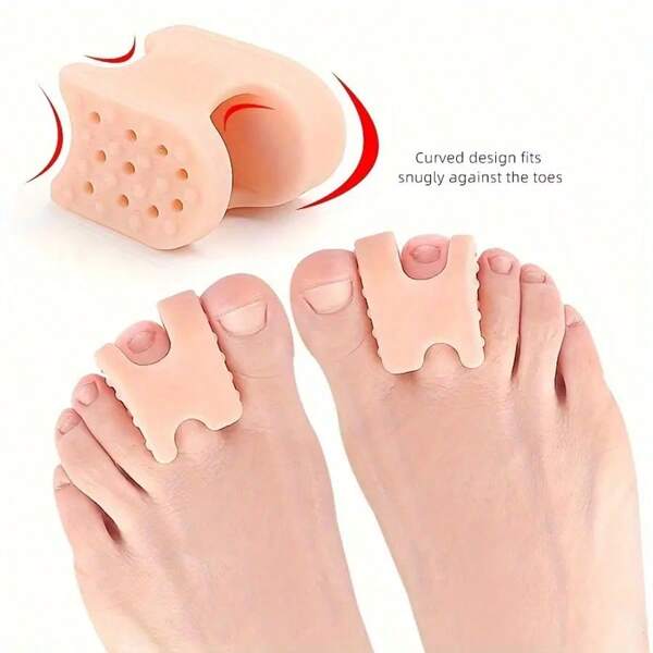 2pcs SEBS Toe Splitter Thickened Soft Single Hole Clamping Feet Day & Night, Finger Protectors