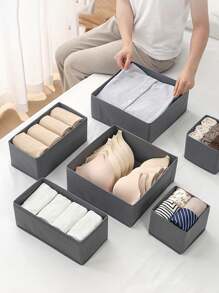 1/3/6pcs Reinforced Non-Woven Fabric Laundry Board, Foldable Storage Box, Drawer Organizer, Wardrobe Organizer, Desktop Miscellaneous Organizer Box - Beige - View 8