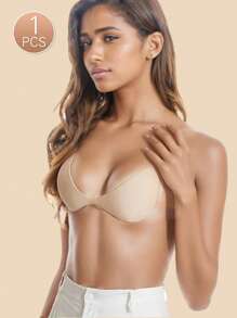 Solid Self-Adhesive Stick On Bra, Suitable For Everyday Wear - Apricot - View 1
