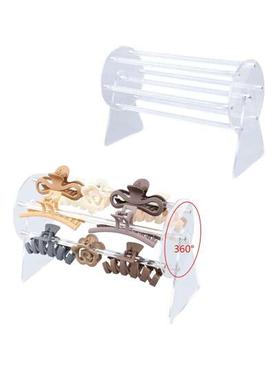 1Set Acrylic Headband Display Stand Hair Tie Storage Rack Rotating Claw Clip Organizer Holder Transparent Display Stand Hairband Bands Box, Gender Reveal Party, Perfect For Birthdays, Weddings, Parties, The Perfect Gift For Colleagues, Friends, And Family, Back To School