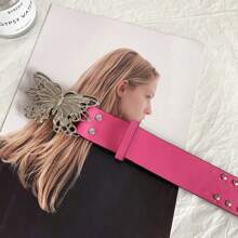 42.5 Inch Hollow Butterfly Belts, Punk Style Versatile Niche Design Leather Belt, New Punk Style Wide Waistband