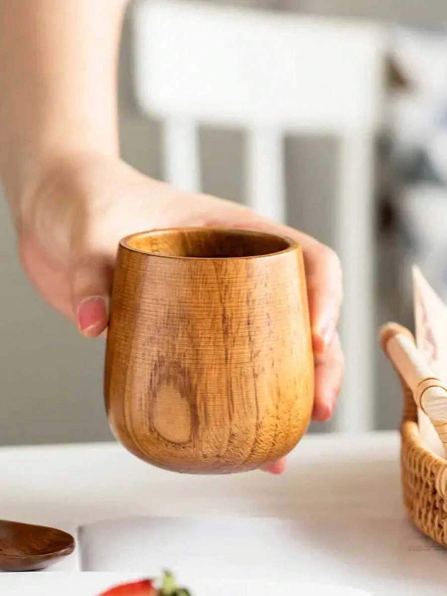 1 个 150 毫升复古木质咖啡杯,为您的家居增添复古魅力 - 原木色 - 查看 1