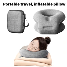1 pieza Almohada inflable portátil ergonómica para siesta, adecuada para descansar en la oficina, al aire libre