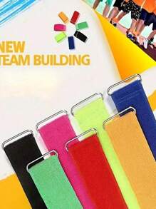 2/4 件随机颜色腿带，户外家庭学校运动队游戏，公司团队建设派对游戏，公园花园和庭院弹性钩环 - 彩色 - 查看 3