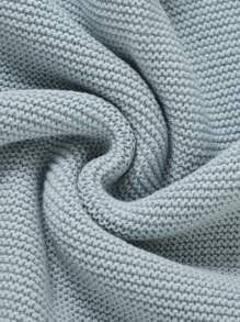 1pc Soft Knitted Baby Swaddle Blanket With Ruffle Hem - Baby Blue - View 4