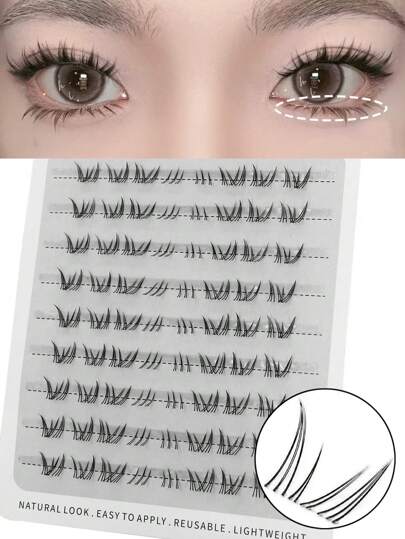 PALM LASHES 72/144Clusters Wispy Natural Look North Star Bottom Eyelashes Anime Lower Lashes, Clear Band, Spiky Manga Style, 5-7mm Length, 0.07mm Thickness, C-Curl, Japanese Manga Inspired Design
