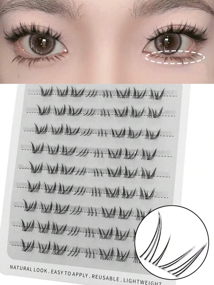 PALM LASHES 72/144Clusters Wispy Natural Look North Star Bottom Eyelashes Anime Lower Lashes, Clear Band, Spiky Manga Style, 5-7mm Length, 0.07mm Thickness, C-Curl, Japanese Manga Inspired Design - C - View 1