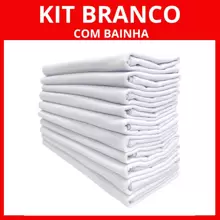 Panos de Prato Liso Branco com Bainha 100% Algodão Alta Absorção
